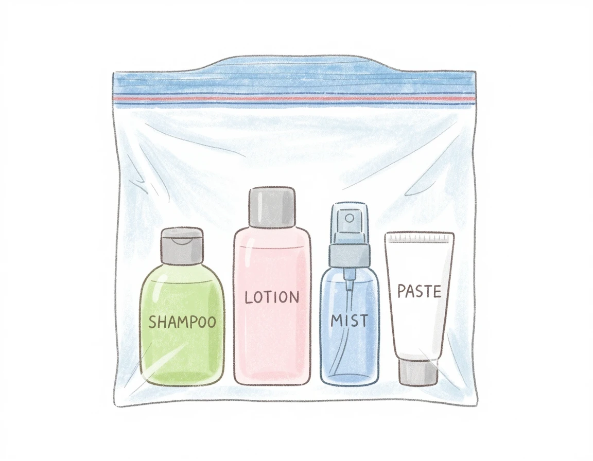 기내 반입 액체류 투명 지퍼백 일러스트