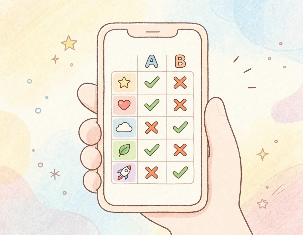 스마트폰 화면에 띄워진 통신사 비교표 일러스트