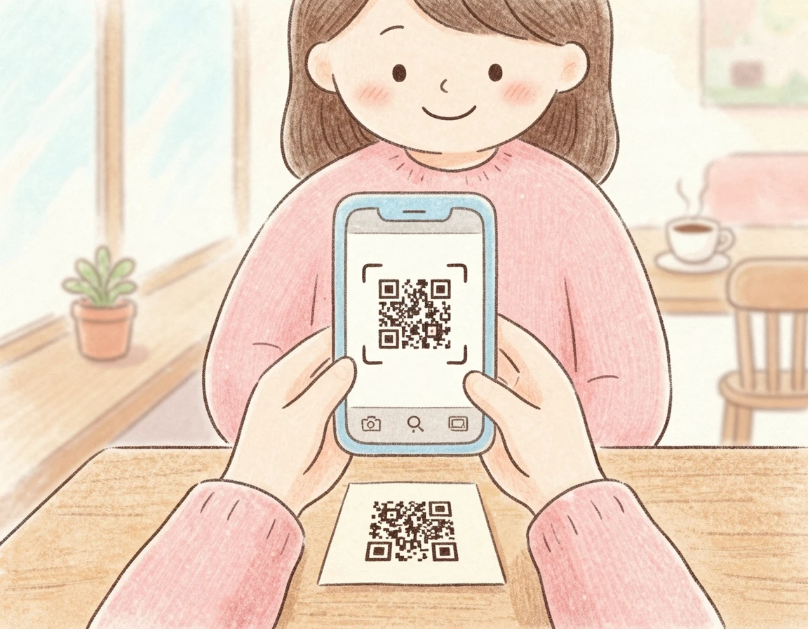스마트폰으로 QR코드를 스캔하는 모습