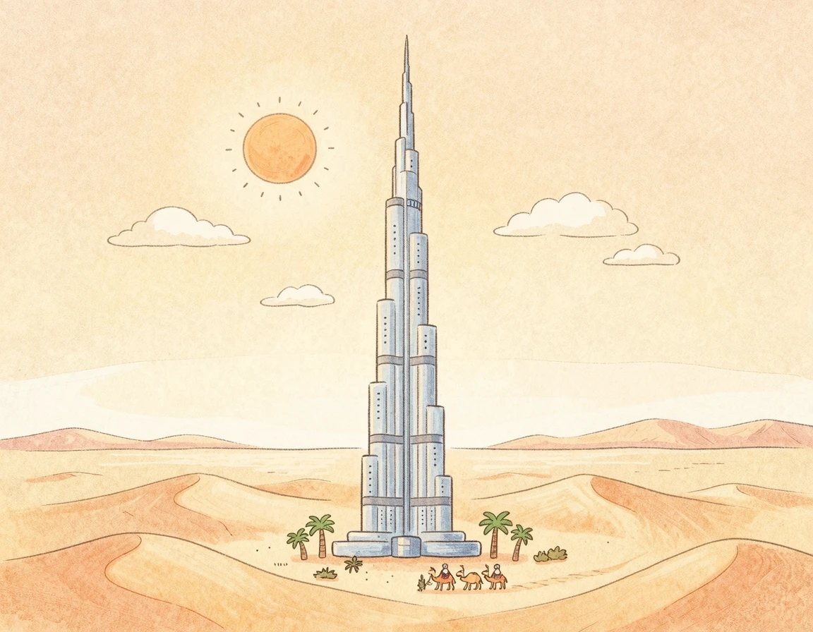 두바이 도심의 높은 빌딩과 풍경