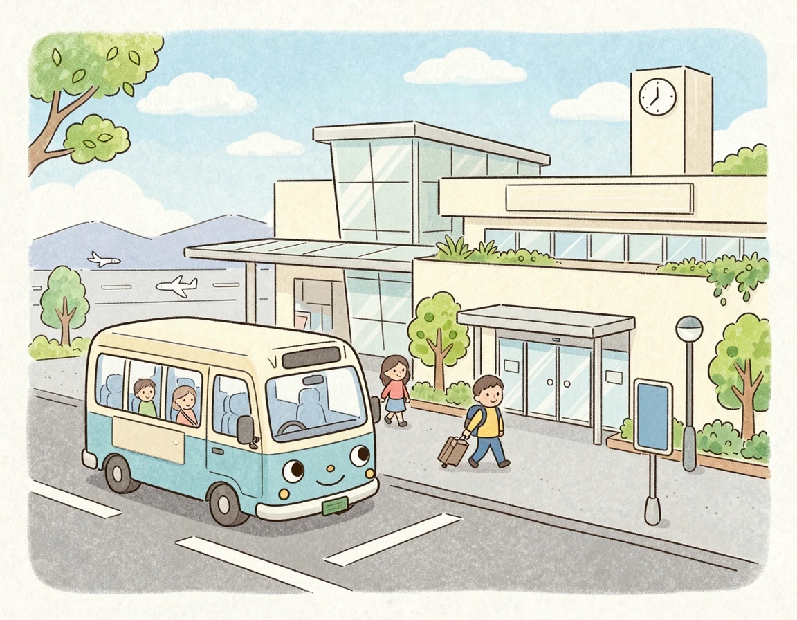 두바이 공항 외부에서 대기 중인 무료 셔틀버스