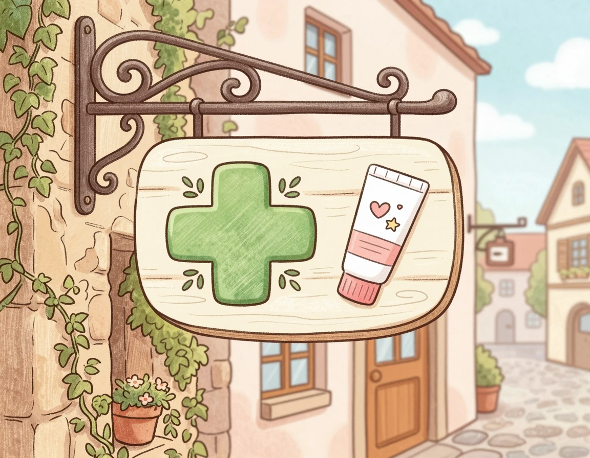 유럽 현지 약국 간판과 진정 연고