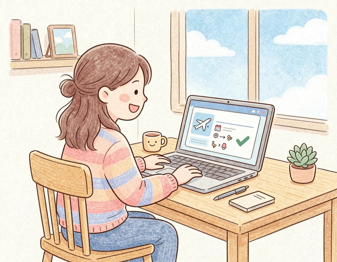 노트북으로 두바이 커넥트를 신청하는 모습