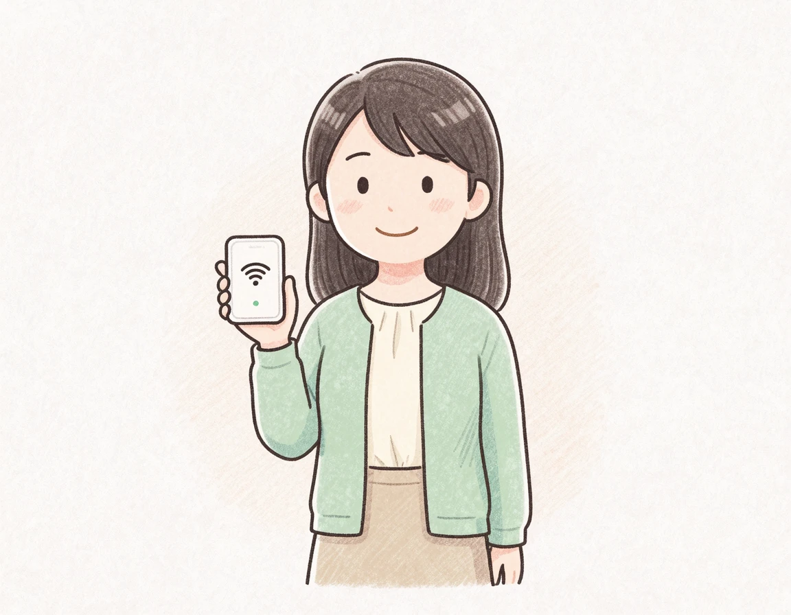 포켓와이파이 기기를 들고 있는 모습