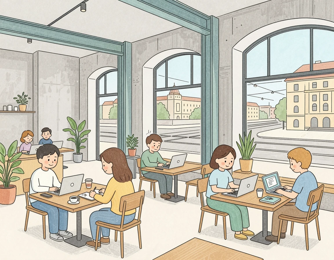 프라하 홀레쇼비체의 힙한 카페 풍경