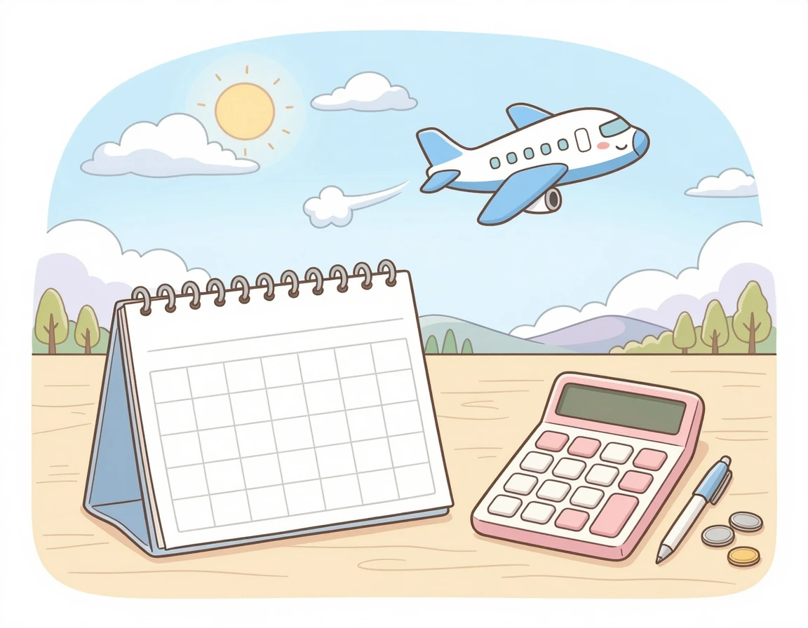 항공권 예약과 달력 일러스트