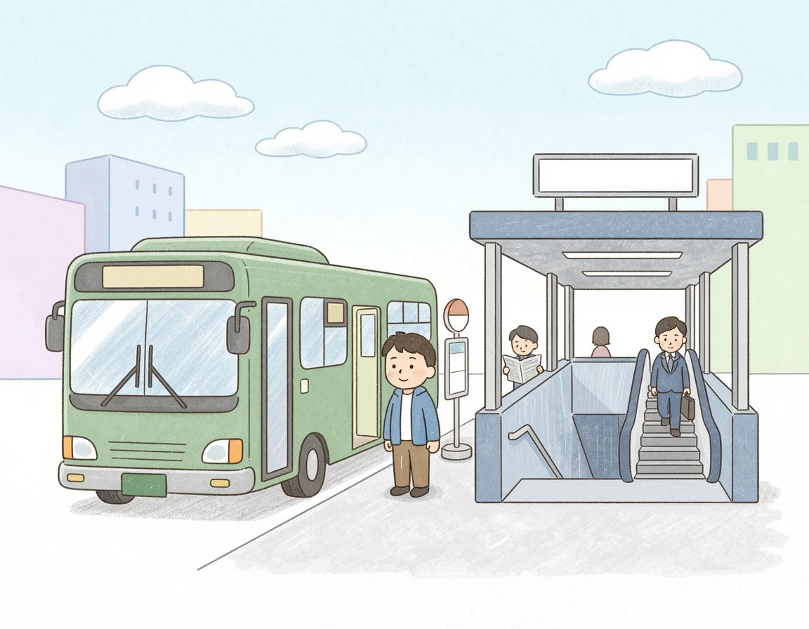 트빌리시 공항 버스와 깊은 에스컬레이터가 있는 지하철 입구