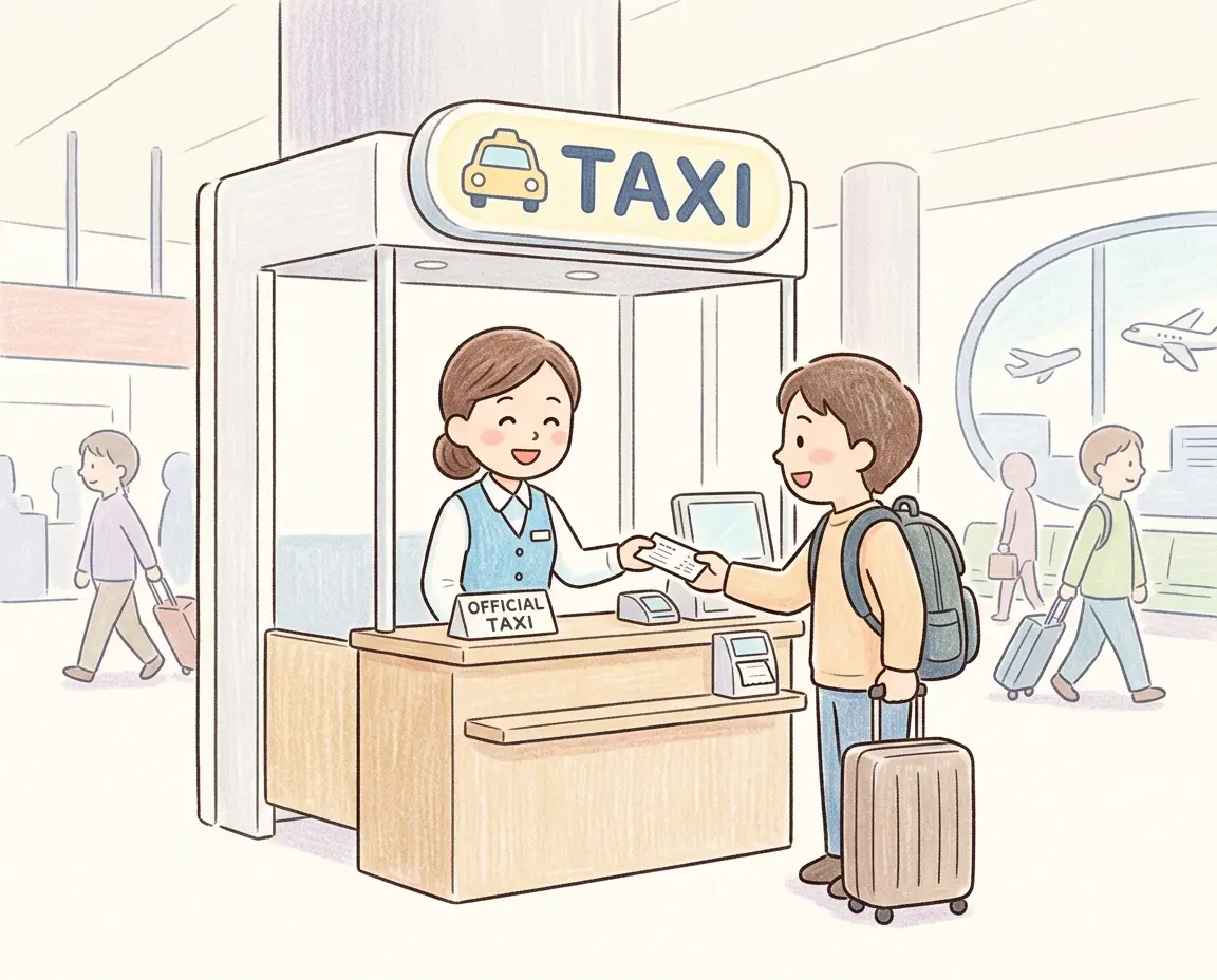 멕시코시티 공항 내부의 공식 택시 결제 부스