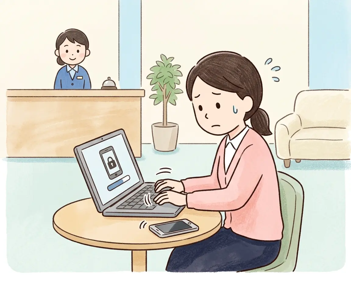 노트북으로 분실 스마트폰 원격 잠금을 실행하는 모습