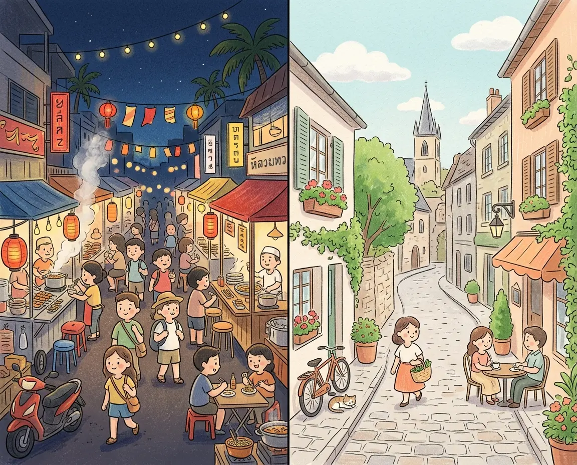 동남아시아 야시장과 유럽 거리의 결제 문화 비교