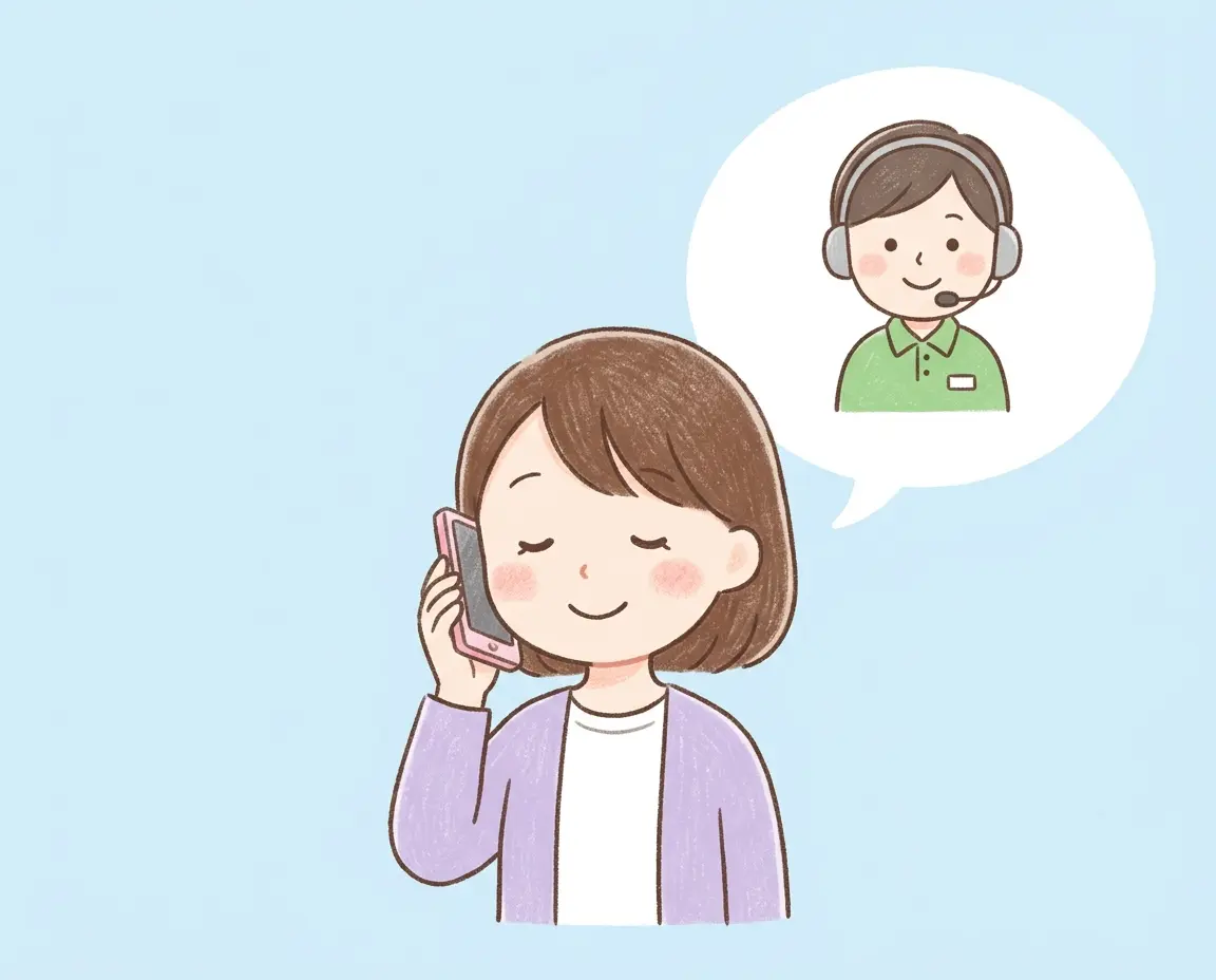 스마트폰으로 카드사 고객센터에 연락하여 문제를 해결하는 모습