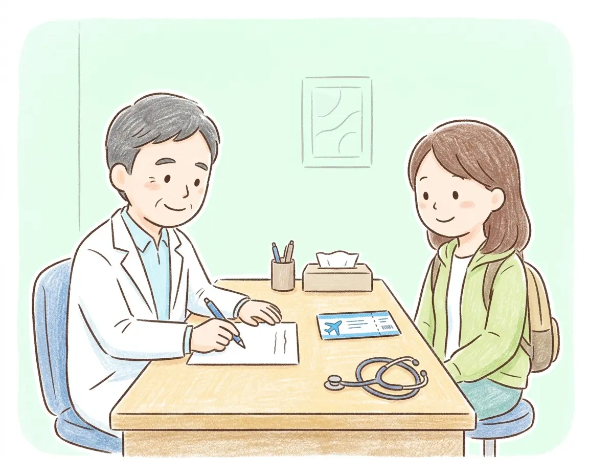 영문 처방전과 의사 소견서를 작성하는 모습